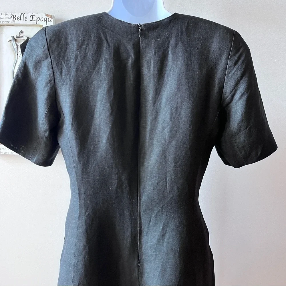 Vintage 80s Harvé Benard Short Sleeve Black Secretary Sheath Dress Size S - Picture 10 of 14